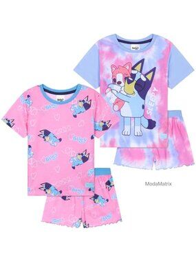 Girls 2-Piece Pajama Set Short Sleeve Kawaii Cartoon Sleepwear